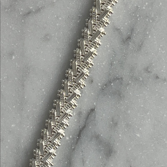 Vintage 1980s Sterling Silver 925 V Shaped Chain Link Statement Bracelet - Picture 3 of 8